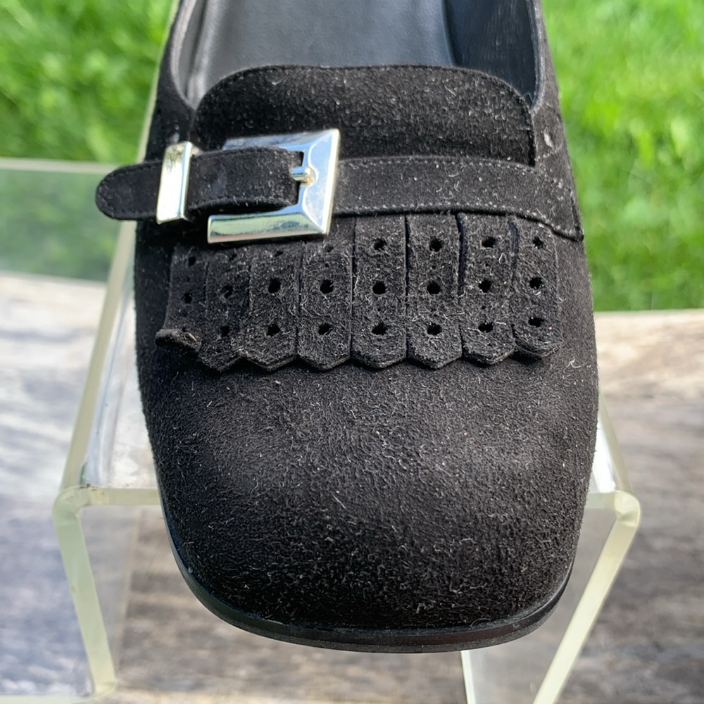 Stuart Weizmann Black Suede Loafer Heel - image 6
